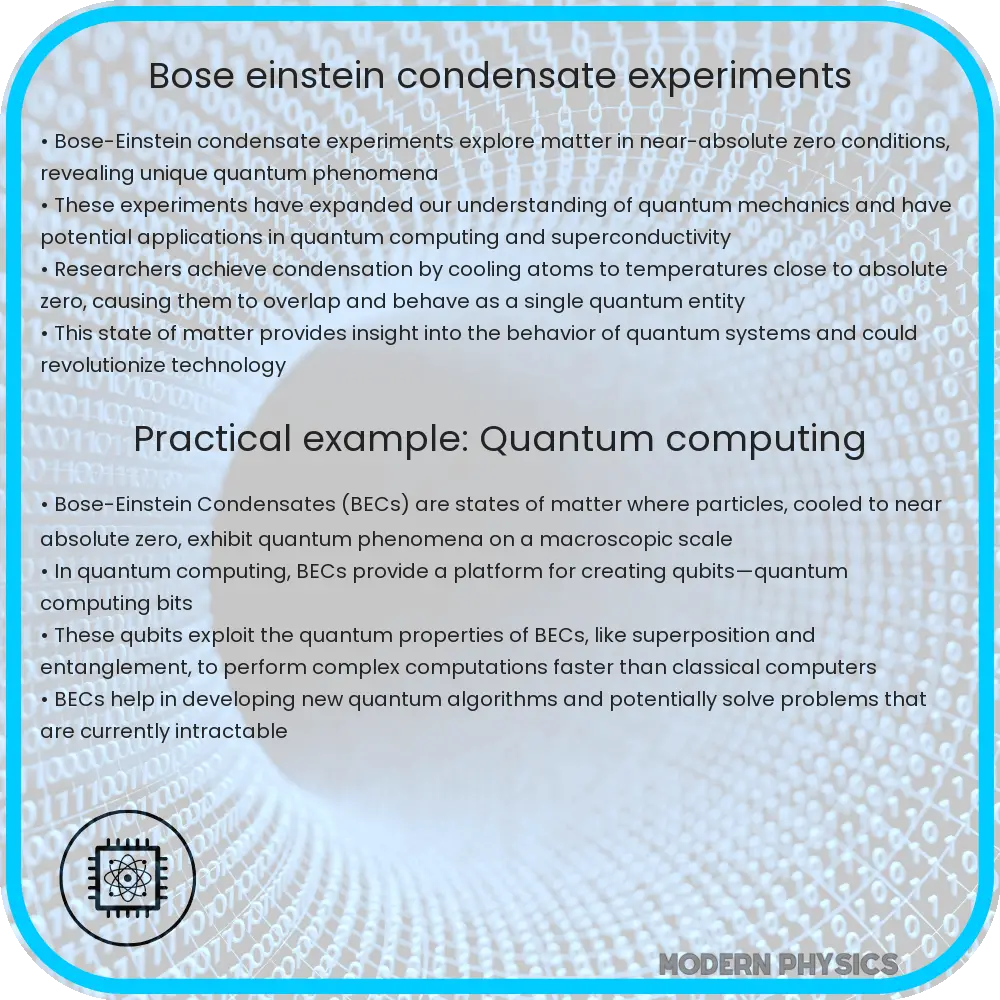 Bose-Einstein condensate experiments