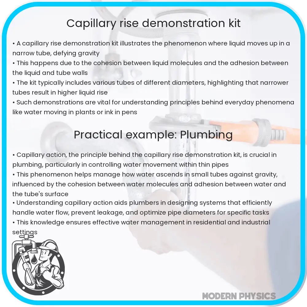 Capillary rise demonstration kit