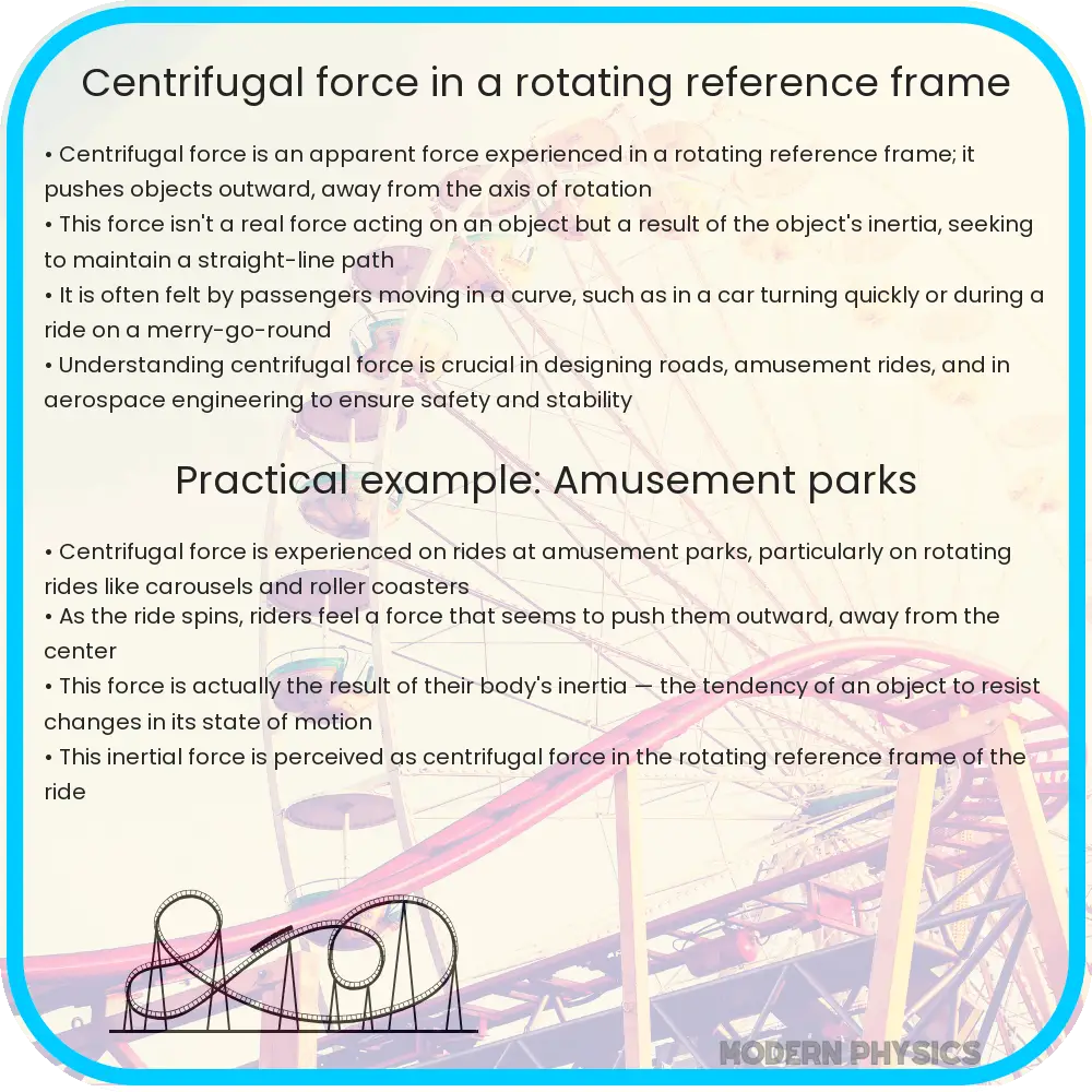 Centrifugal force in a rotating reference frame
