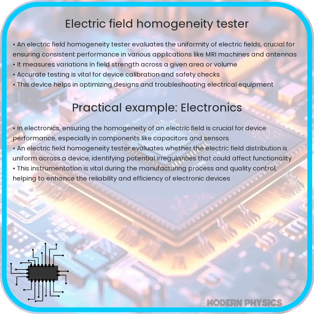 Electric field homogeneity tester