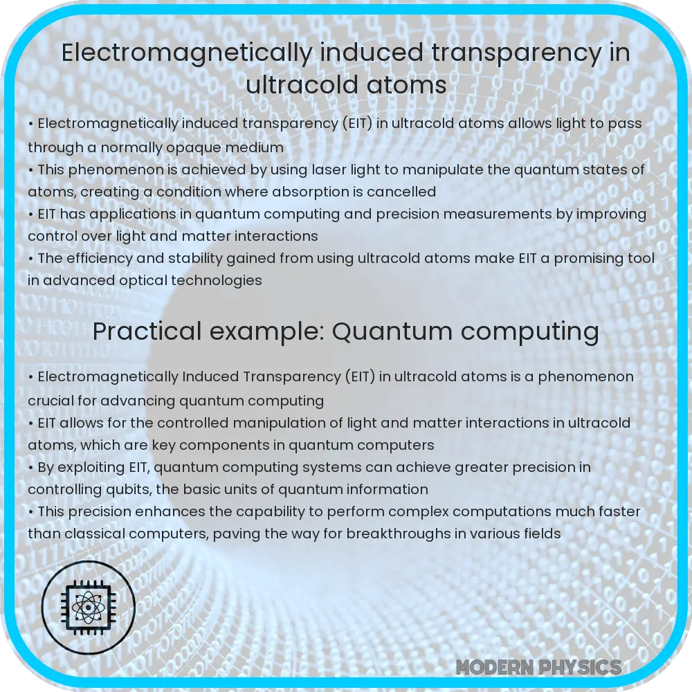 Electromagnetically induced transparency in ultracold atoms