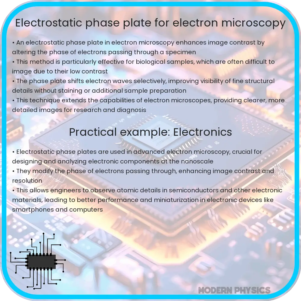 Electrostatic phase plate for electron microscopy