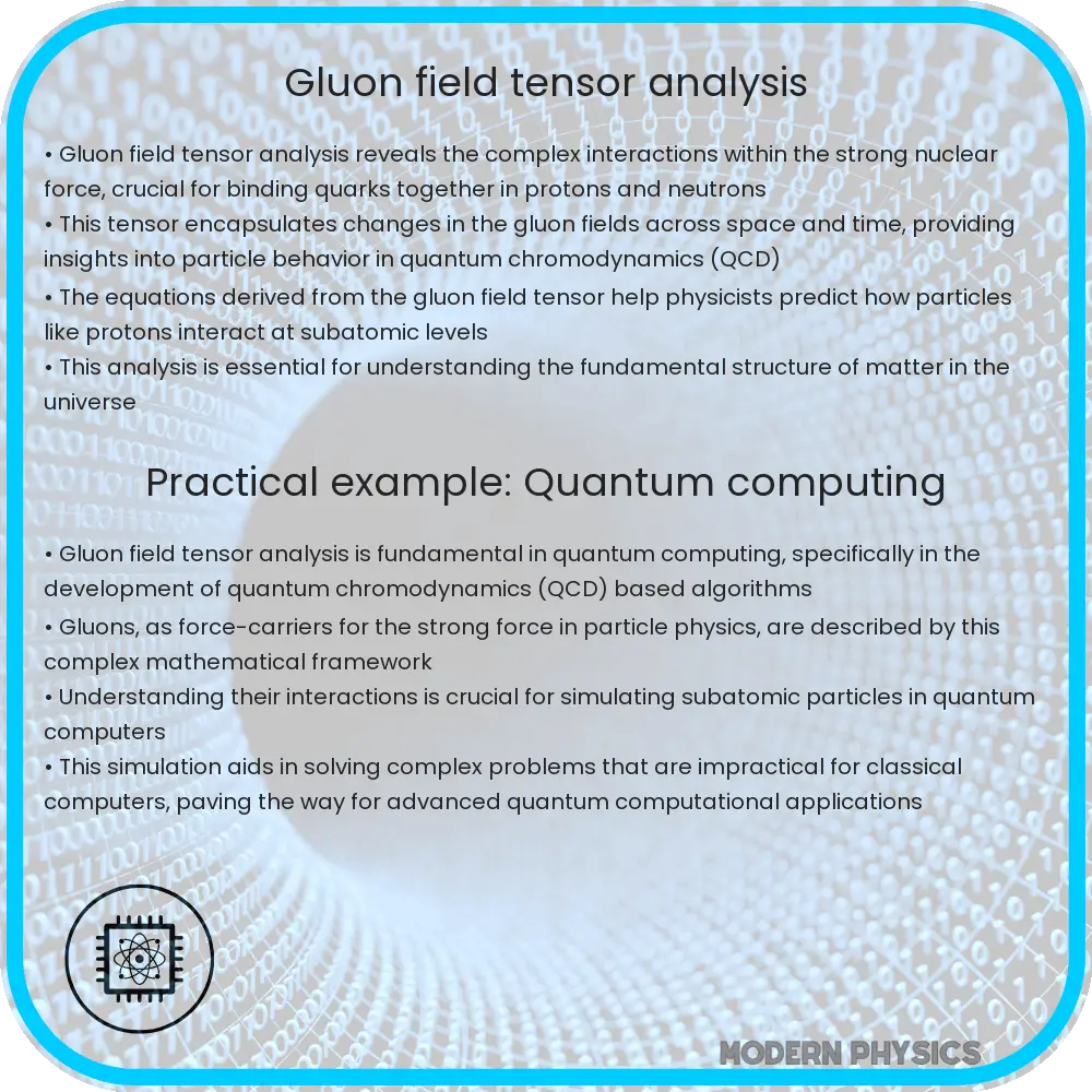Gluon field tensor analysis