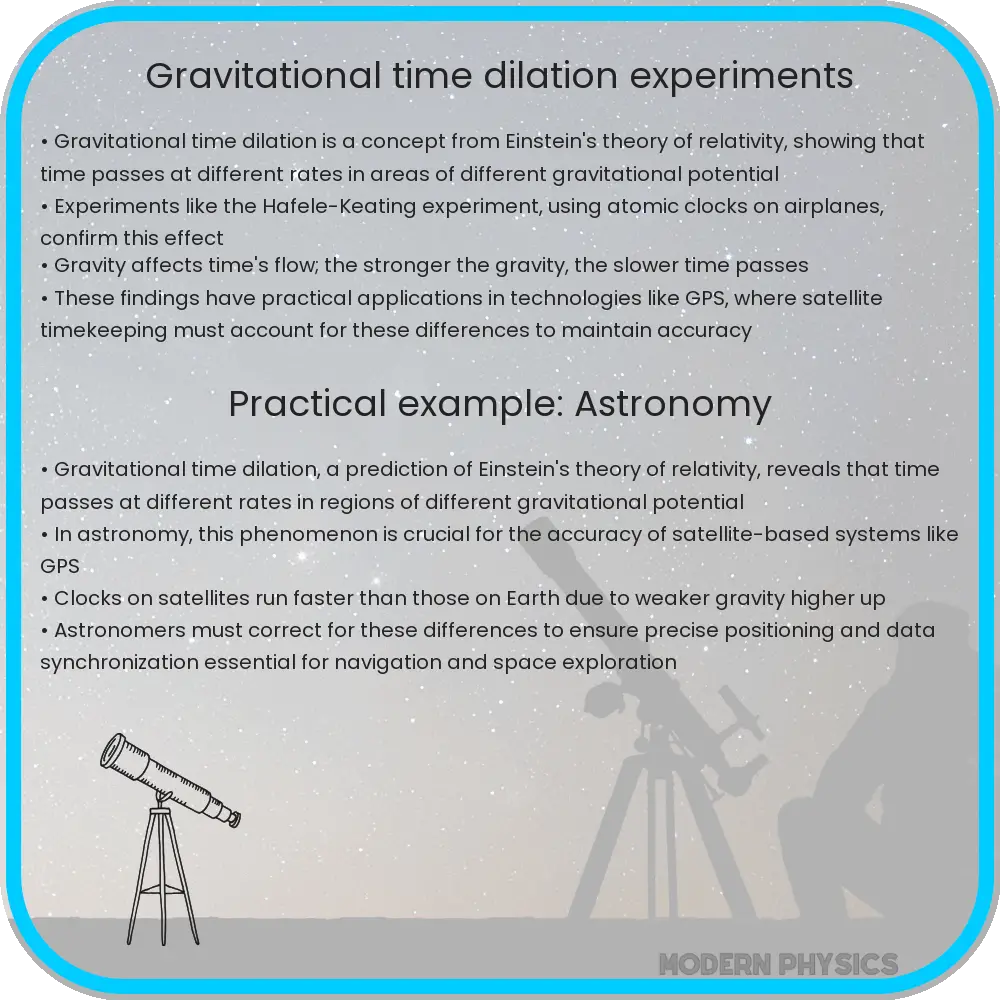 Gravitational time dilation experiments