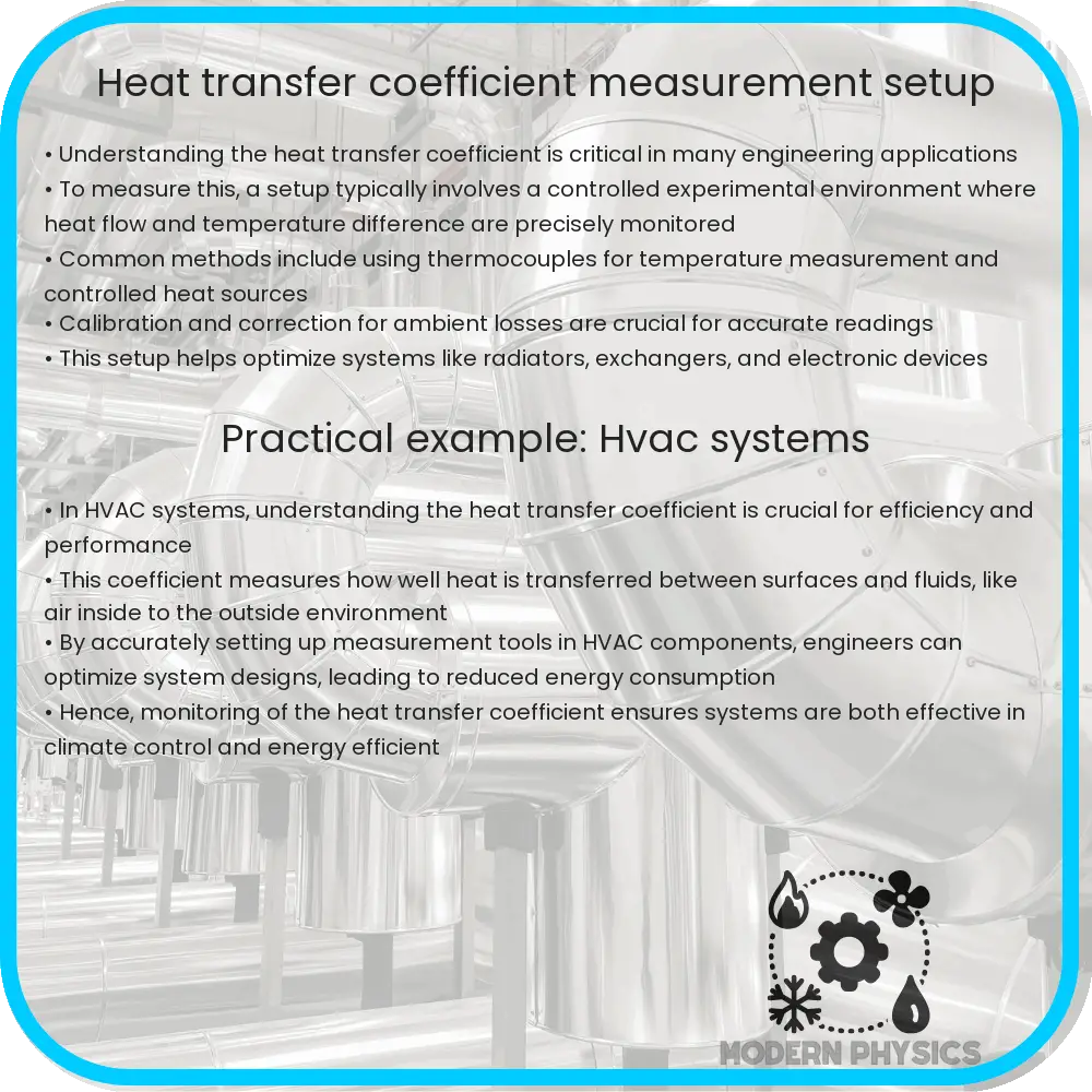 Heat transfer coefficient measurement setup