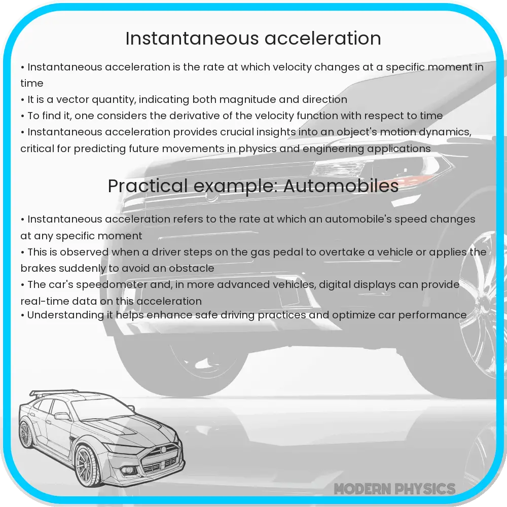 Instantaneous acceleration