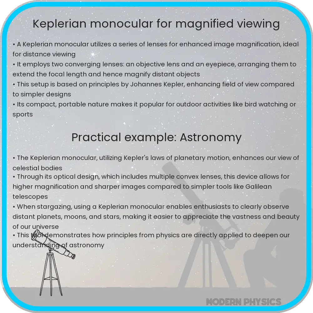 Keplerian monocular for magnified viewing