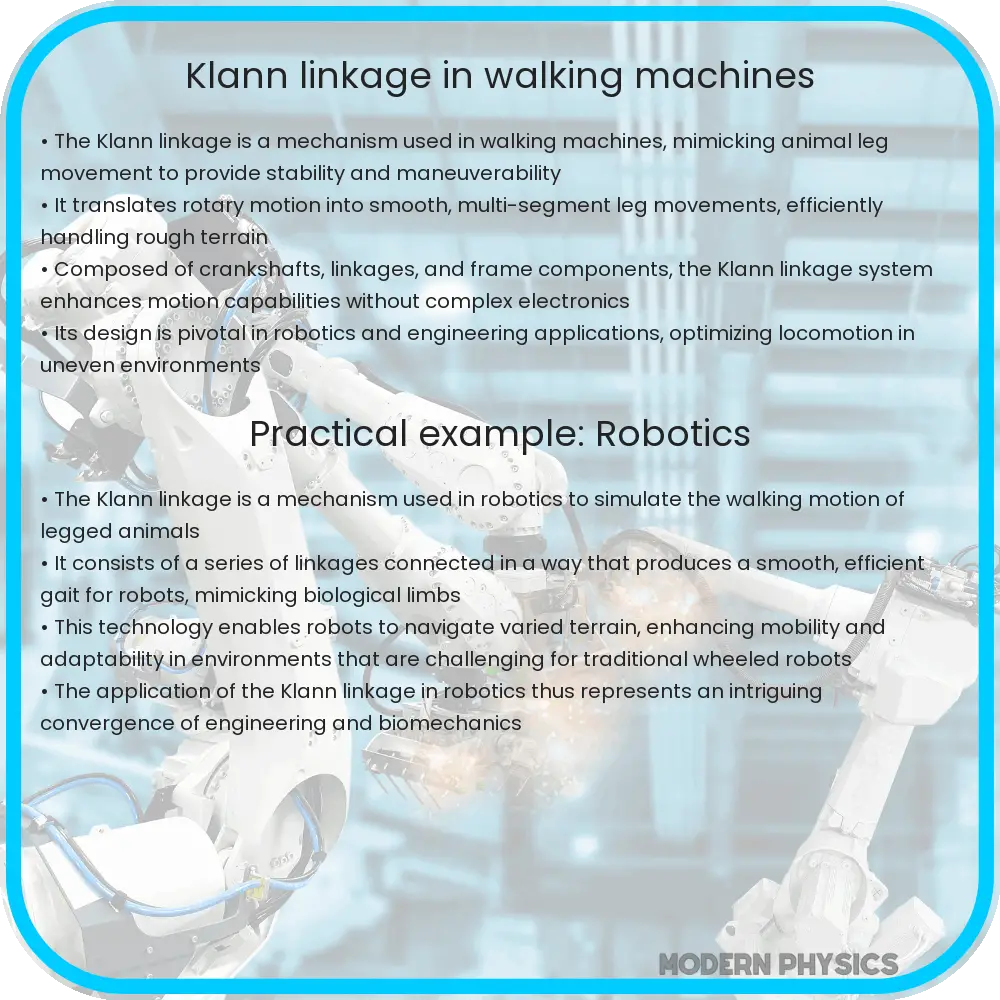 Klann linkage in walking machines