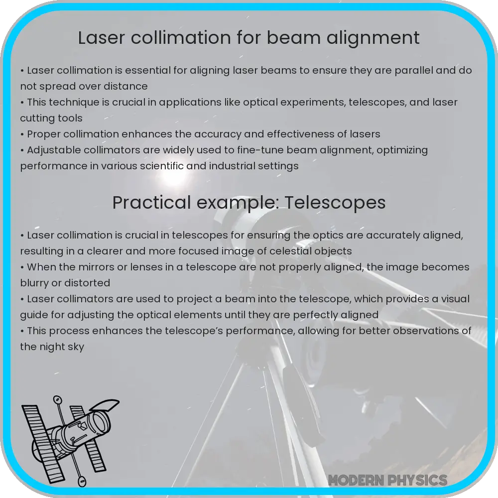 Laser collimation for beam alignment