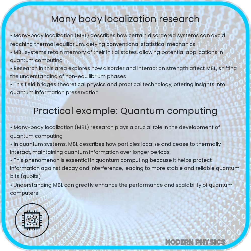 Many-body localization research