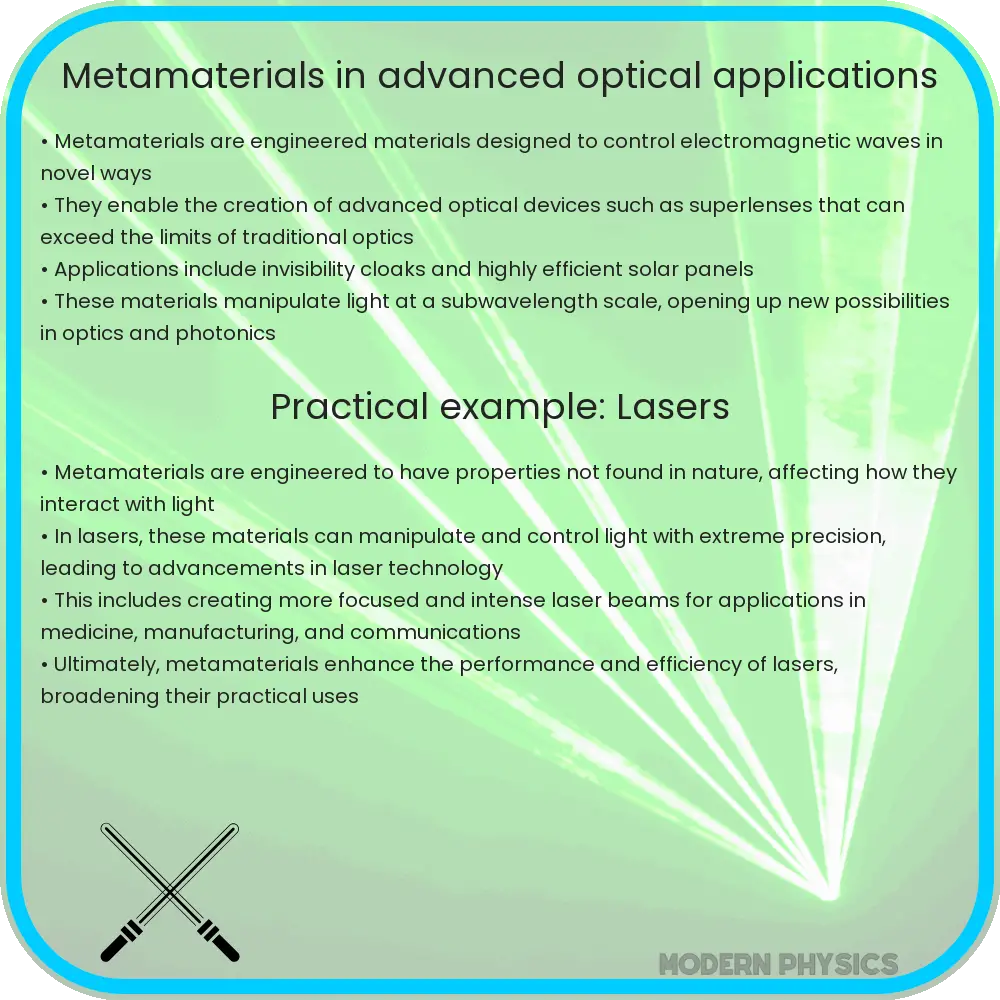 Metamaterials in advanced optical applications
