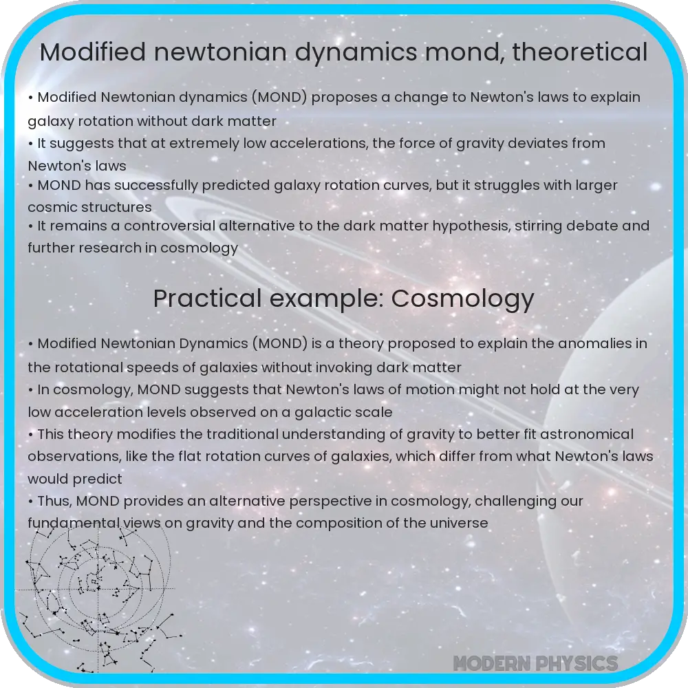 Modified Newtonian dynamics - MOND, theoretical