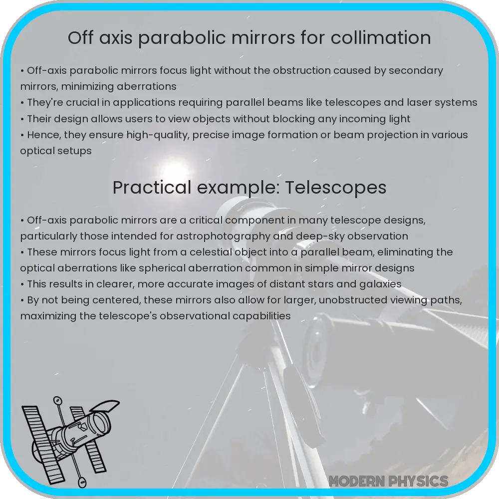 Off-axis parabolic mirrors for collimation