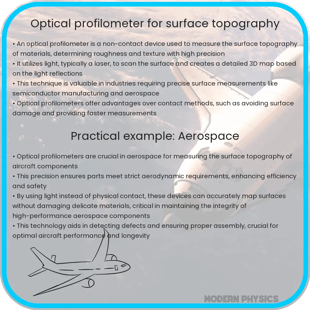 Optical profilometer for surface topography