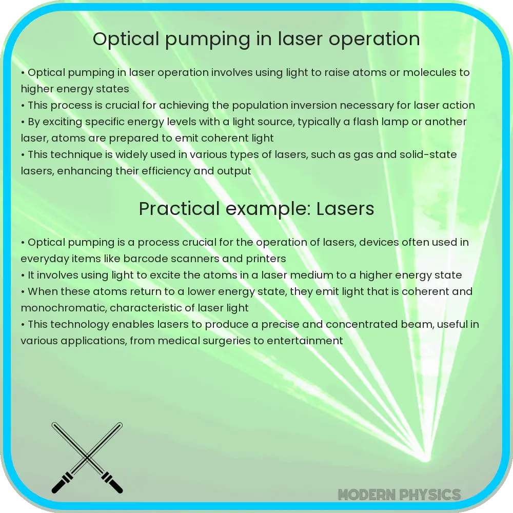 Optical pumping in laser operation
