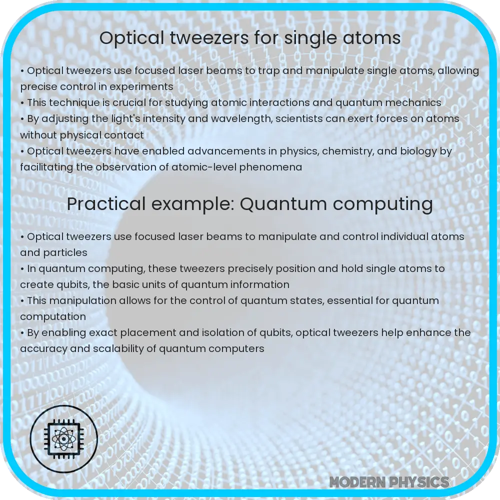 Optical tweezers for single atoms