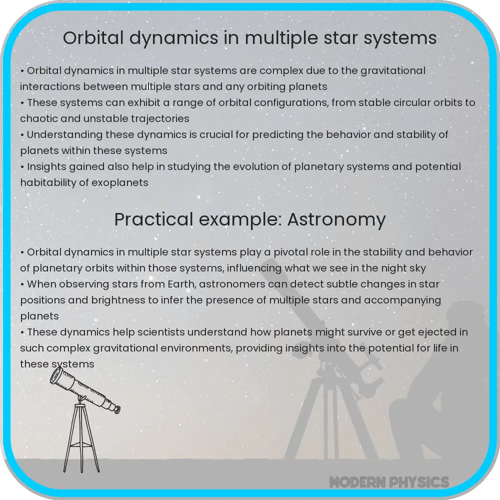 Orbital Dynamics in Multiple Star Systems