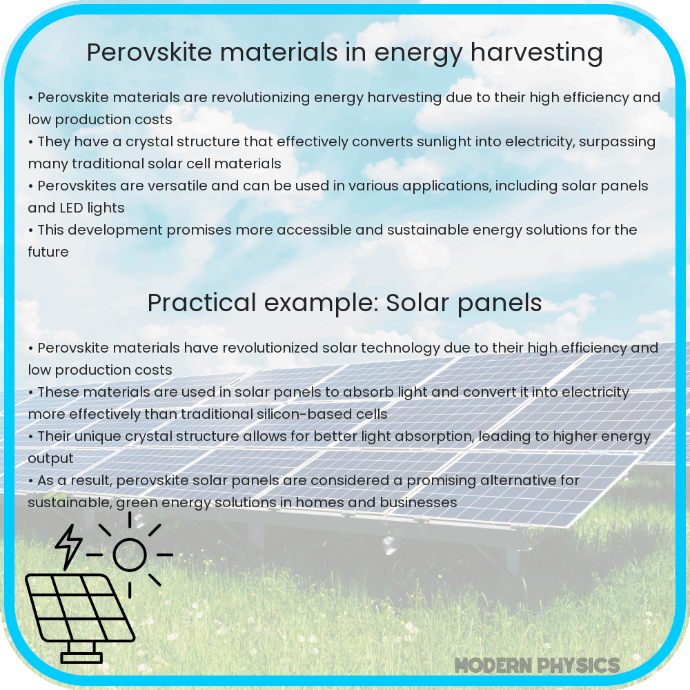 Perovskite materials in energy harvesting