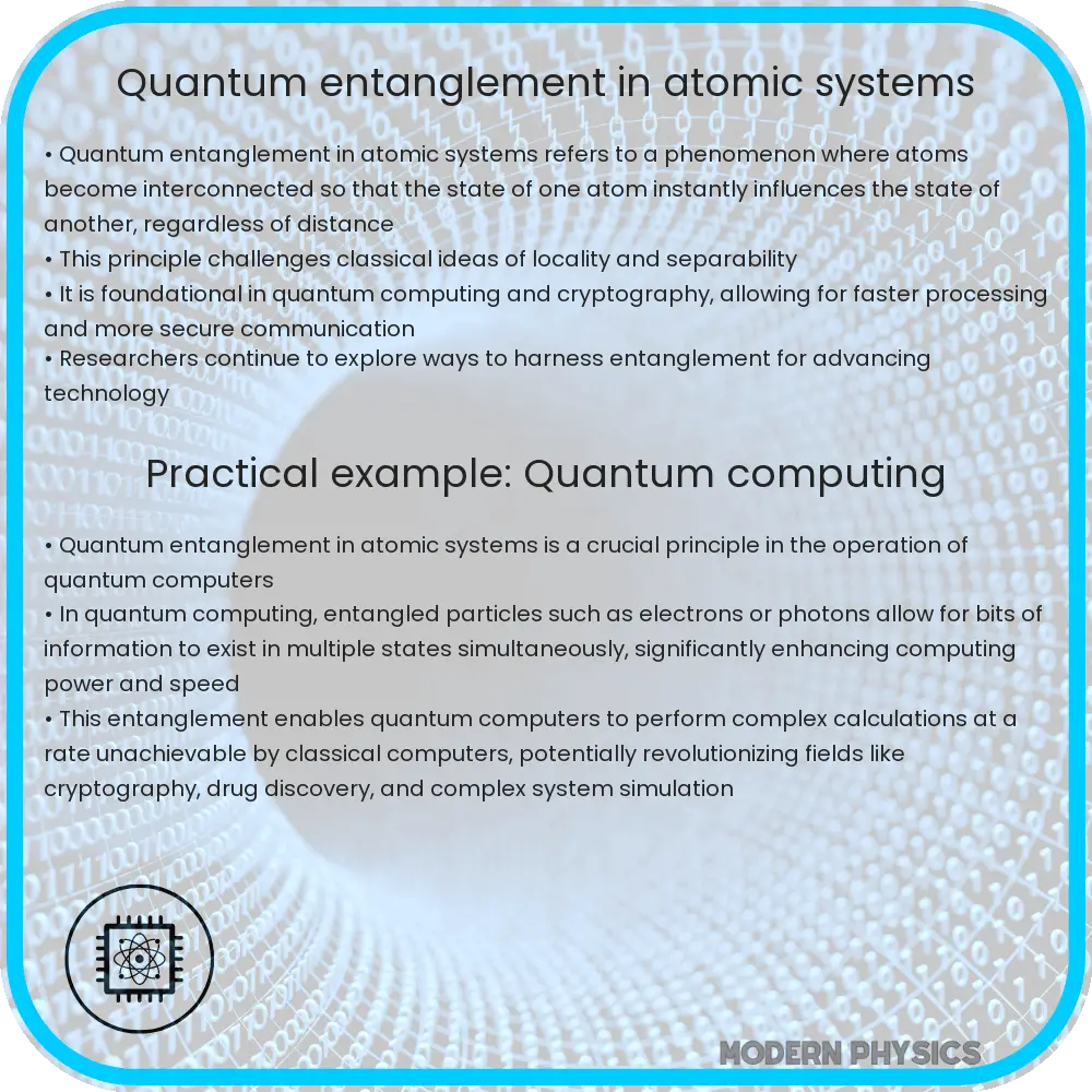 Quantum entanglement in atomic systems
