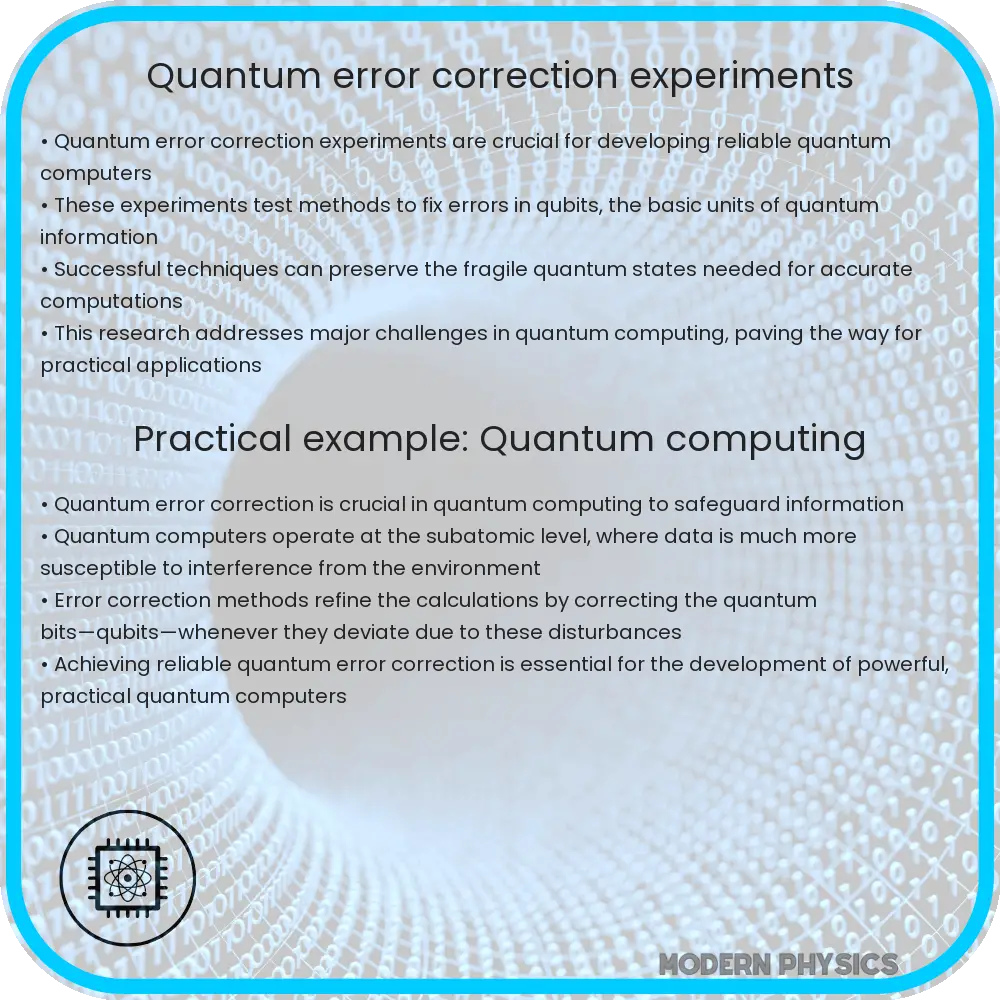 Quantum error correction experiments