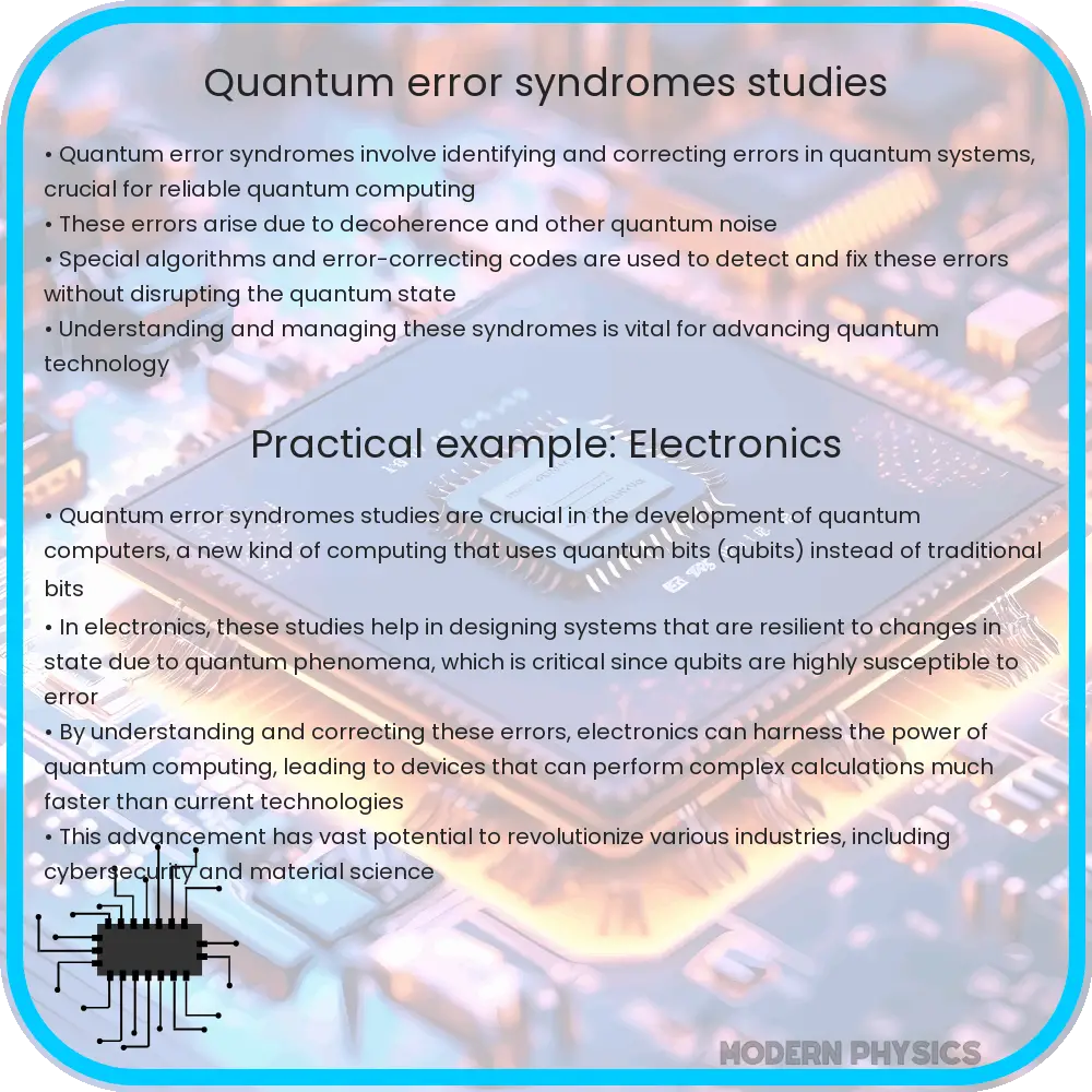 Quantum error syndromes studies