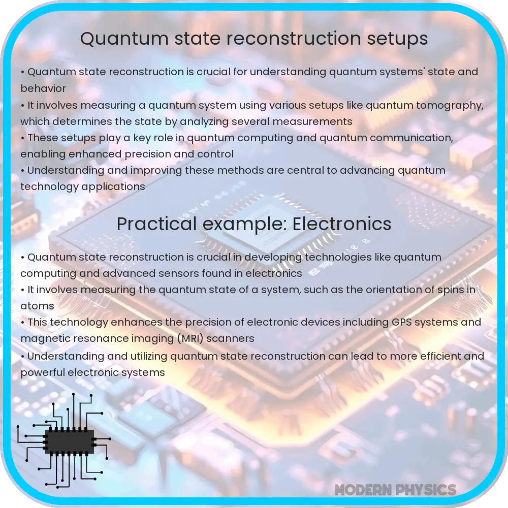 Quantum state reconstruction setups