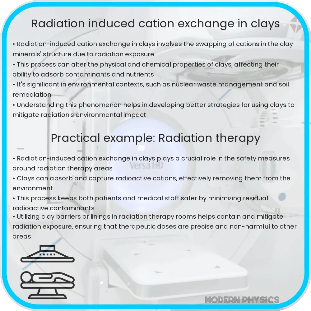 Radiation-induced cation exchange in clays