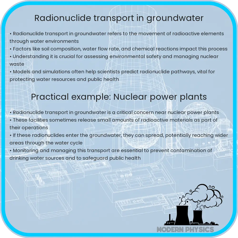 Radionuclide transport in groundwater