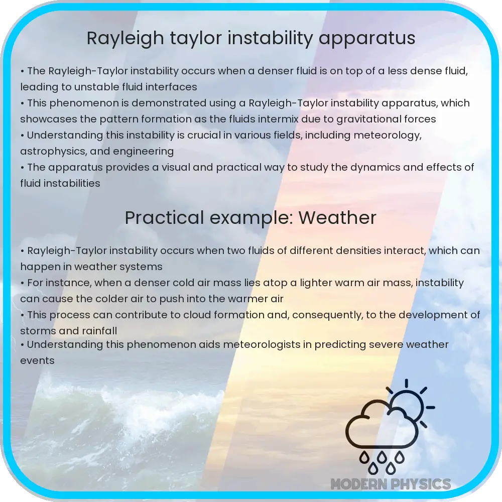 Rayleigh-Taylor instability apparatus