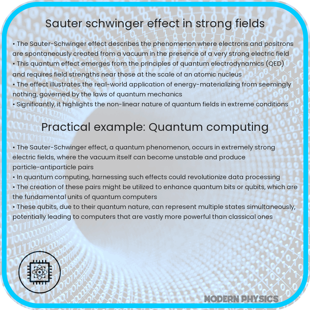 Sauter-Schwinger effect in strong fields