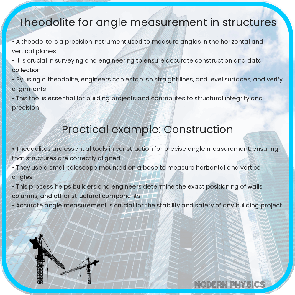 Theodolite for angle measurement in structures