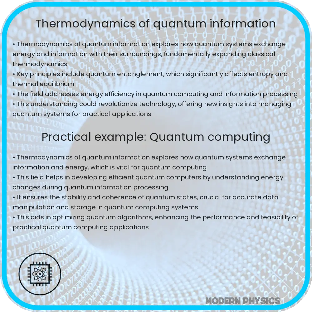 Quantum Information Thermodynamics Efficiency, Entanglement & Computation