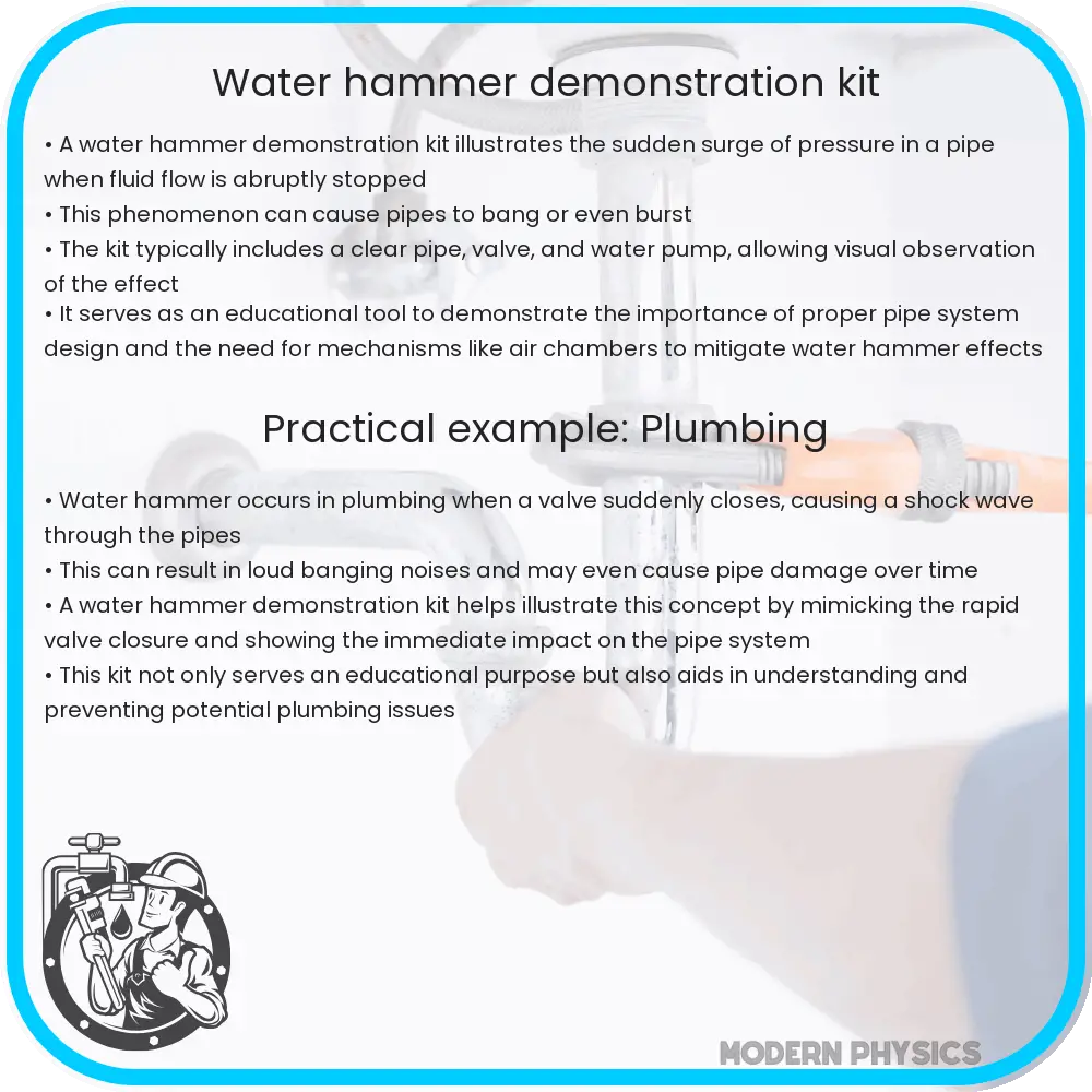 Water hammer demonstration kit