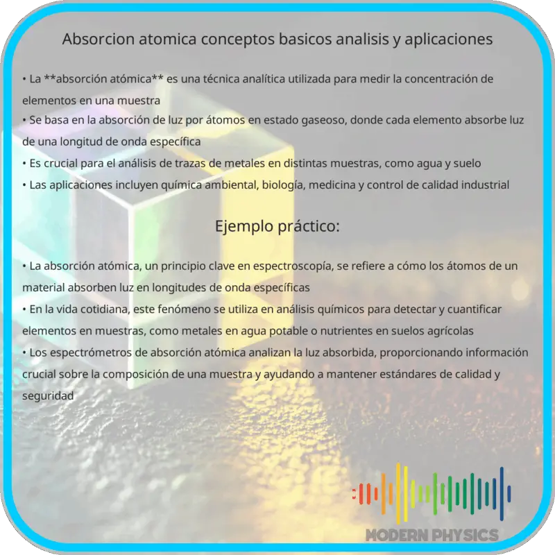 Absorción Atómica | Conceptos Básicos, Análisis y Aplicaciones