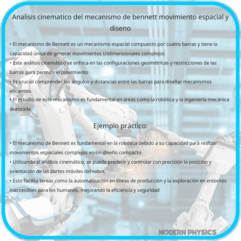 Análisis cinemático del mecanismo de Bennett: Movimiento espacial y diseño
