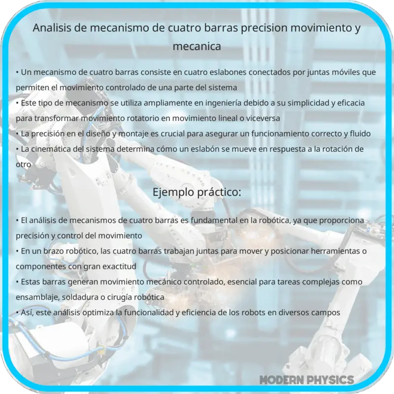Análisis de Mecanismo de Cuatro Barras | Precisión, Movimiento y Mecánica