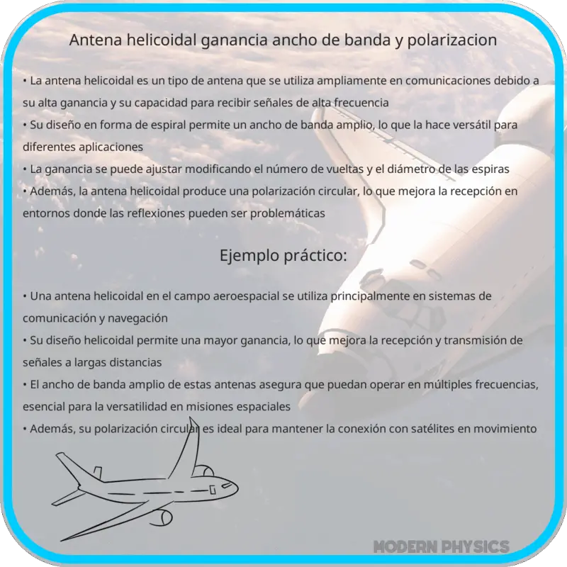 Antena Helicoidal: Ganancia, Ancho de Banda y Polarización