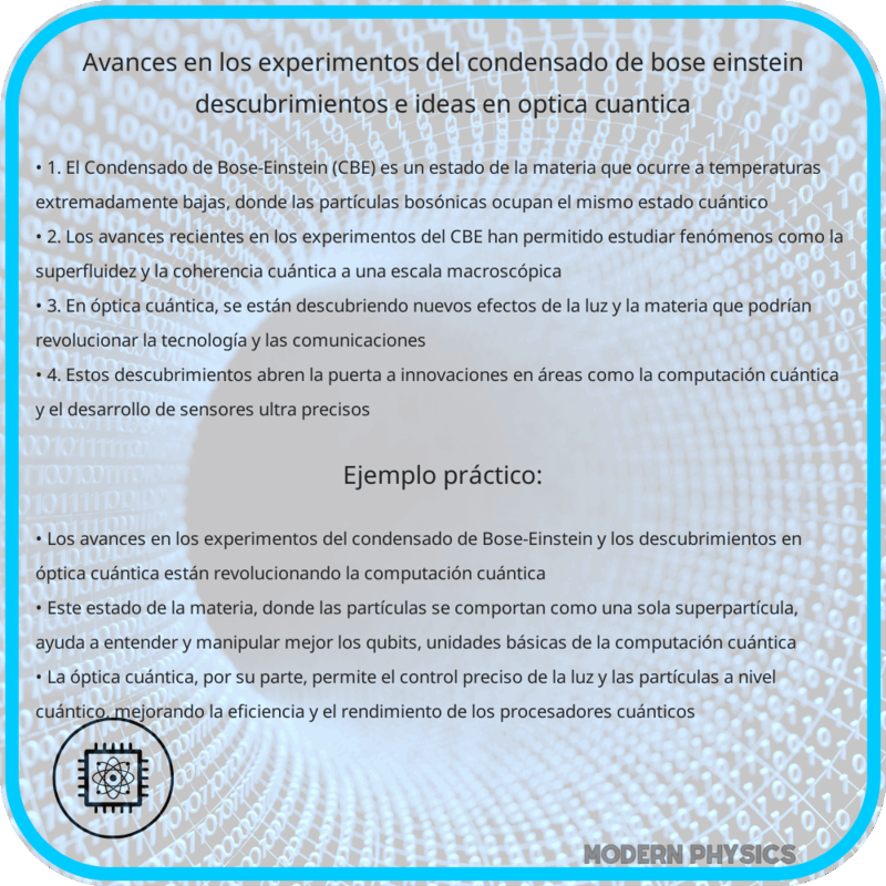 Avances en los Experimentos del Condensado de Bose-Einstein | Descubrimientos e Ideas en Óptica Cuántica