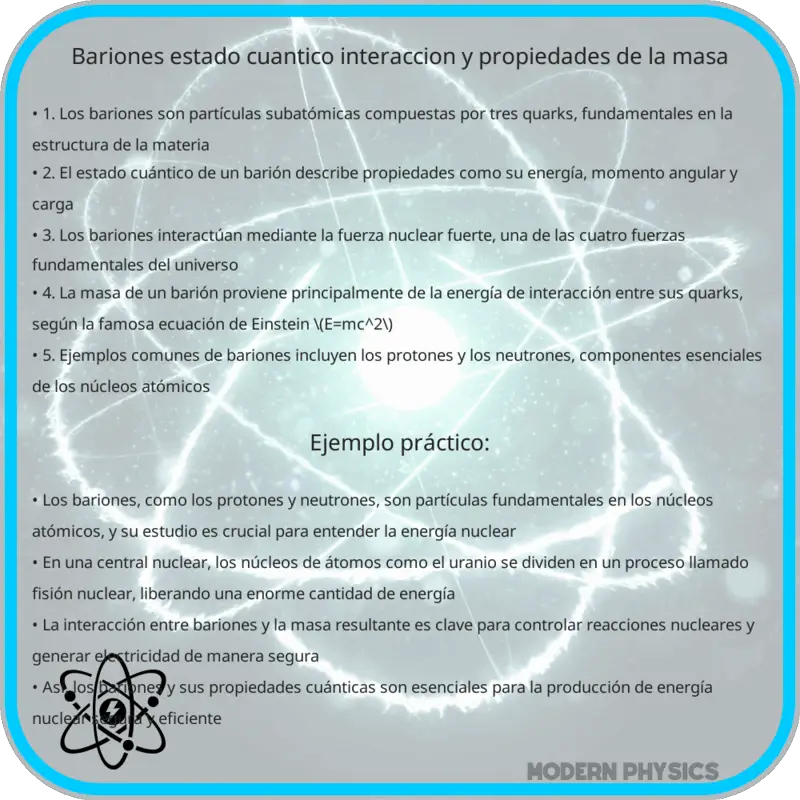 Bariones | Estado Cuántico, Interacción y Propiedades de la Masa