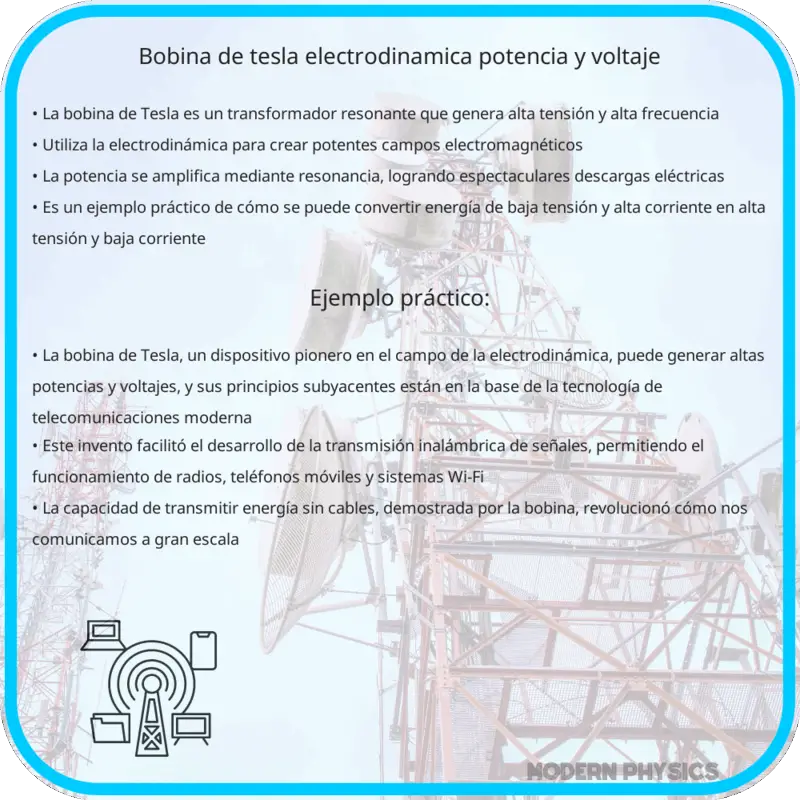 Bobina de Tesla: Electrodinámica, Potencia y Voltaje