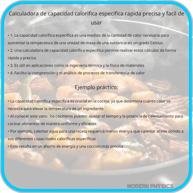 Calculadora de Capacidad Calorífica Específica | Rápida, Precisa y Fácil de Usar