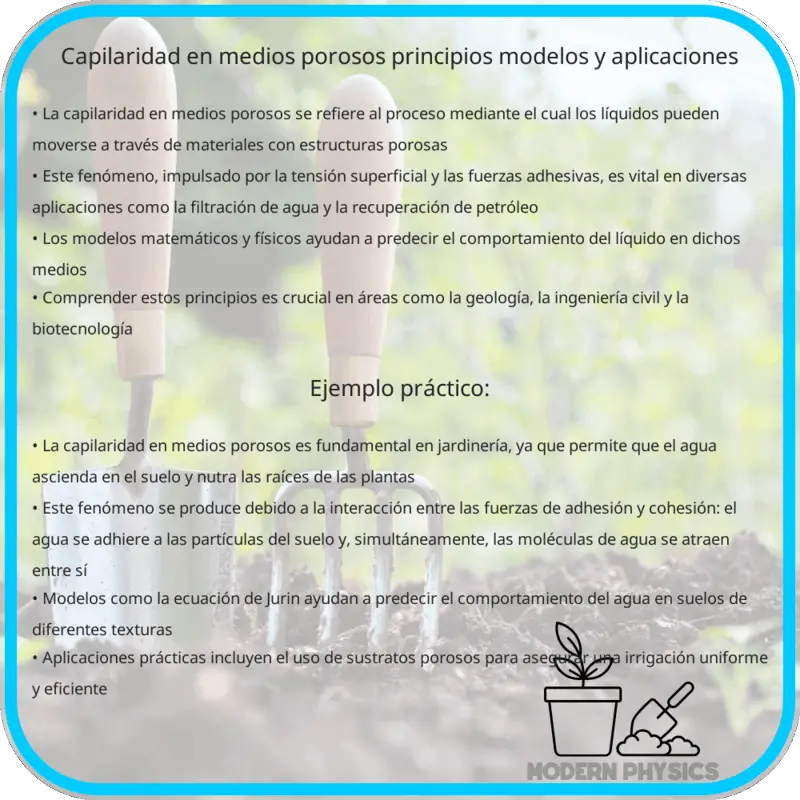 Capilaridad en Medios Porosos | Principios, Modelos y Aplicaciones