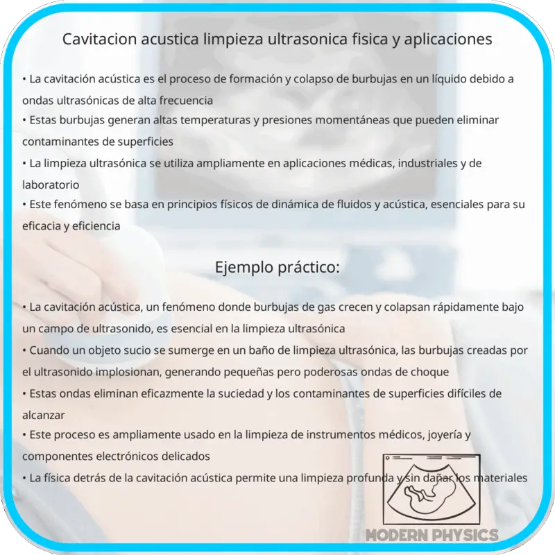 Cavitación Acústica: Limpieza Ultrasónica, Física y Aplicaciones