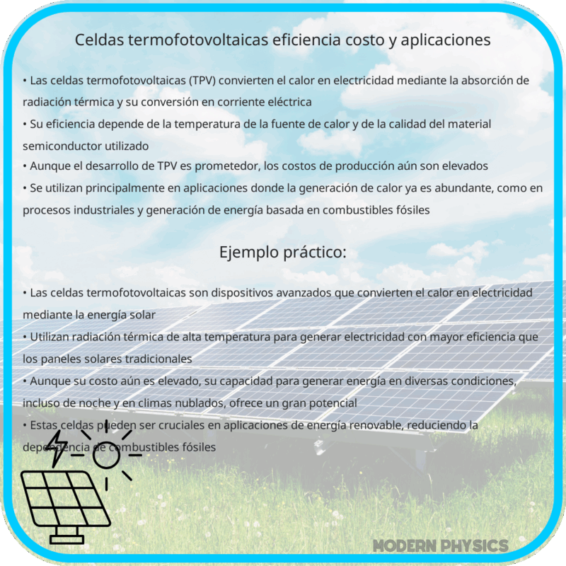 Celdas Termofotovoltaicas: Eficiencia, Costo y Aplicaciones
