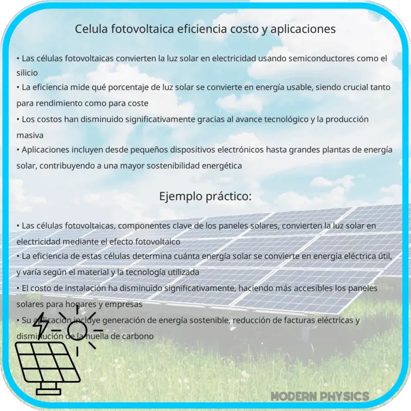 Célula Fotovoltaica: Eficiencia, Costo y Aplicaciones