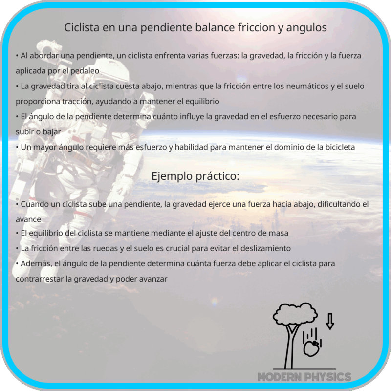 Ciclista en una Pendiente | Balance, Fricción y Ángulos