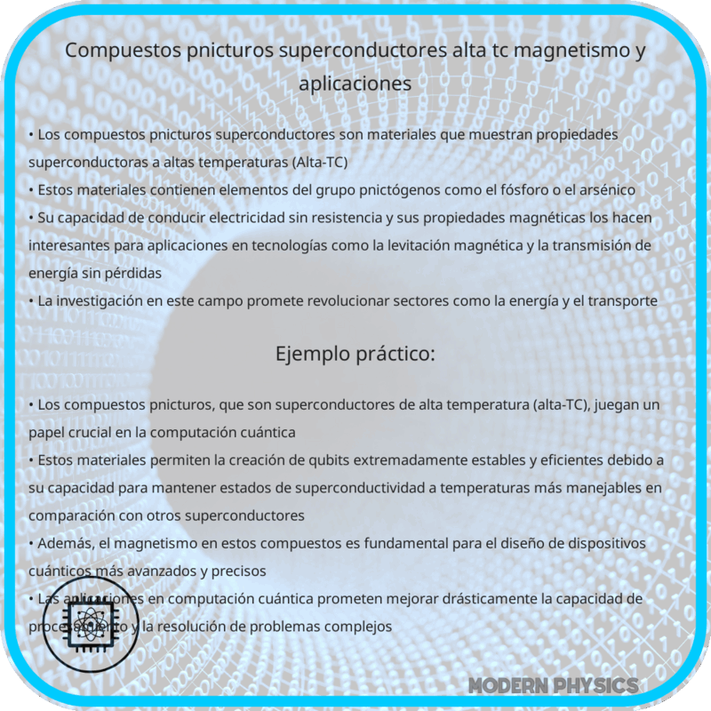 Compuestos Pnicturos Superconductores | Alta-TC, Magnetismo y Aplicaciones