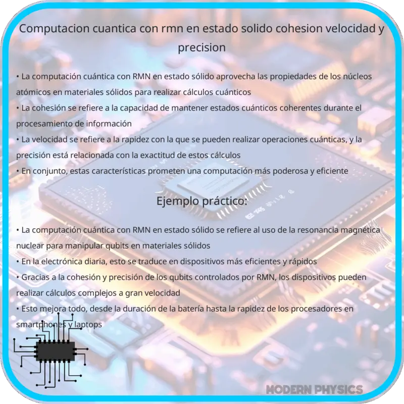 Computación Cuántica con RMN en Estado Sólido | Cohesión, Velocidad y Precisión