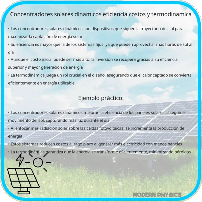 Concentradores Solares Dinámicos | Eficiencia, Costos y Termodinámica