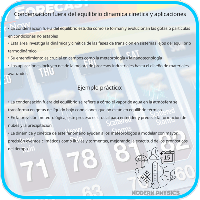 Condensación fuera del equilibrio: Dinámica, Cinética y Aplicaciones